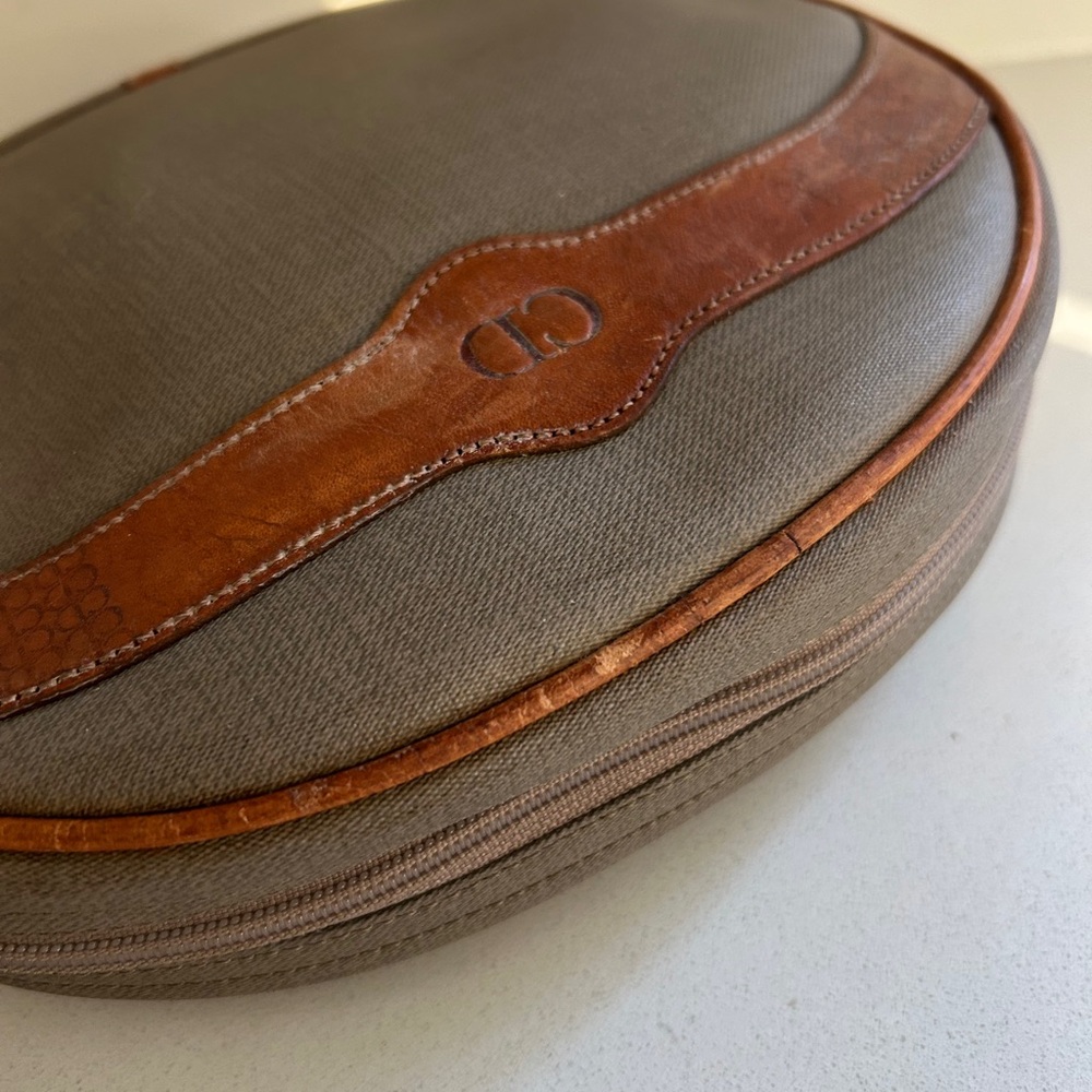 Christian Dior Vintage Canvas Leather Oval Cosmetic Bag - Picture 4 of 8